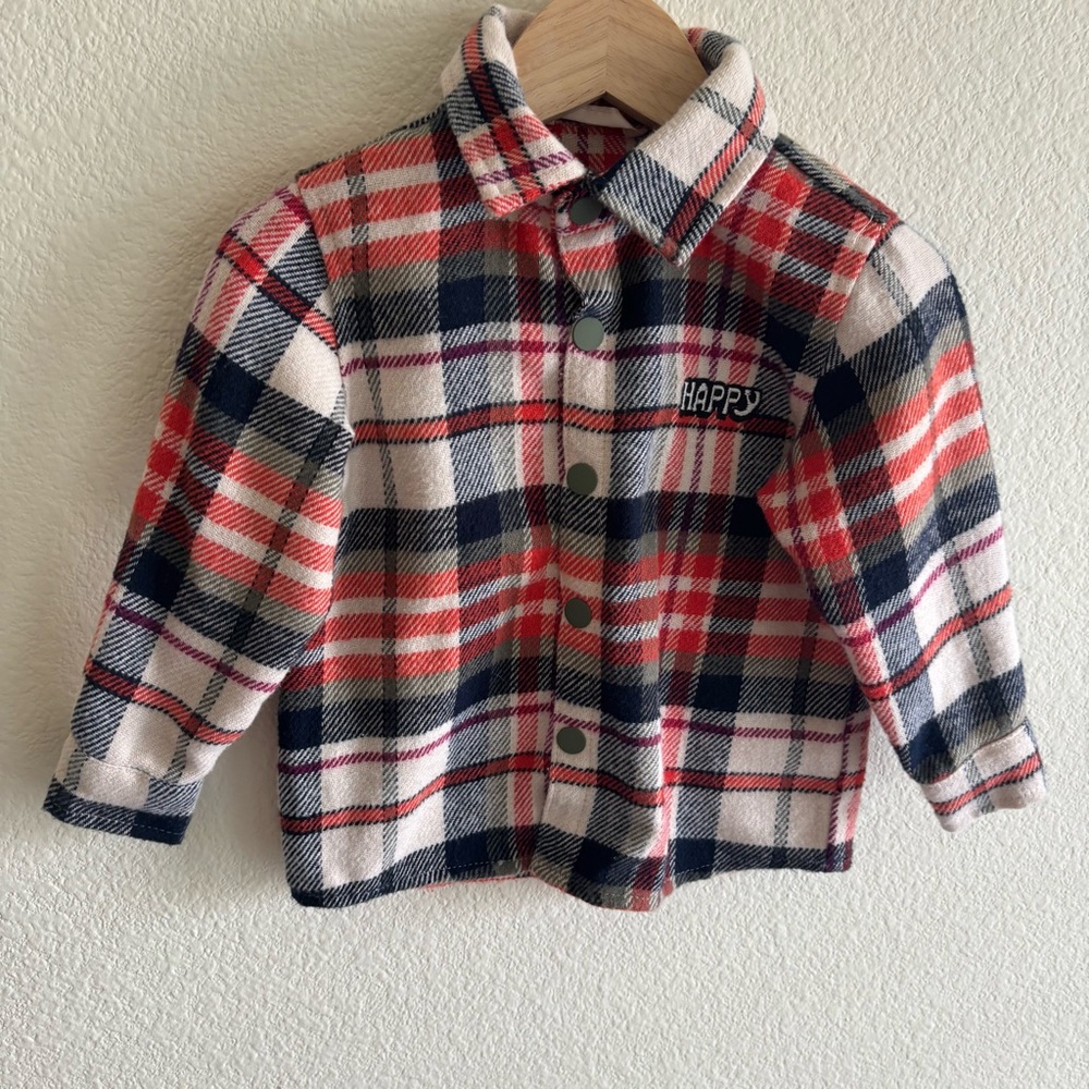 Weekend Baby Plaid Button-Up Flannel Shirt 12M